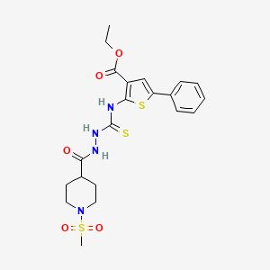 molecular formula C21H26N4O5S3 B4119284 ethyl 2-{[(2-{[1-(methylsulfonyl)-4-piperidinyl]carbonyl}hydrazino)carbonothioyl]amino}-5-phenyl-3-thiophenecarboxylate 