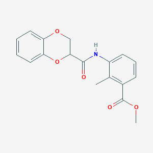 molecular formula C18H17NO5 B4119298 methyl 3-[(2,3-dihydro-1,4-benzodioxin-2-ylcarbonyl)amino]-2-methylbenzoate 