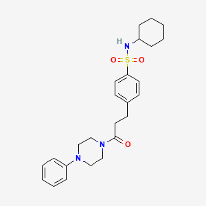 molecular formula C25H33N3O3S B4119318 N-cyclohexyl-4-[3-oxo-3-(4-phenyl-1-piperazinyl)propyl]benzenesulfonamide 