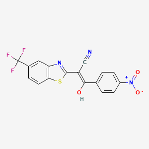 molecular formula C17H8F3N3O3S B4119323 3-hydroxy-3-(4-nitrophenyl)-2-[5-(trifluoromethyl)-1,3-benzothiazol-2-yl]acrylonitrile 