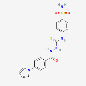 molecular formula C18H17N5O3S2 B4119360 N-[4-(aminosulfonyl)phenyl]-2-[4-(1H-pyrrol-1-yl)benzoyl]hydrazinecarbothioamide 