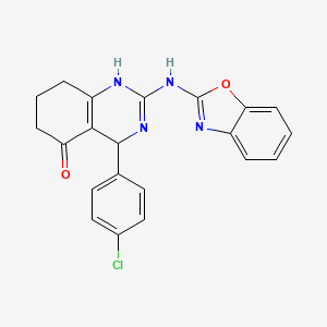 molecular formula C21H17ClN4O2 B4119383 2-(1,3-benzoxazol-2-ylamino)-4-(4-chlorophenyl)-4,6,7,8-tetrahydro-5(1H)-quinazolinone 