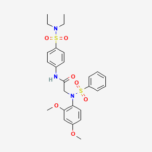 molecular formula C26H31N3O7S2 B4119414 N~1~-{4-[(diethylamino)sulfonyl]phenyl}-N~2~-(2,4-dimethoxyphenyl)-N~2~-(phenylsulfonyl)glycinamide 