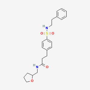 molecular formula C22H28N2O4S B4119448 3-(4-{[(2-phenylethyl)amino]sulfonyl}phenyl)-N-(tetrahydro-2-furanylmethyl)propanamide 
