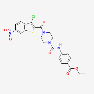 ethyl 4-[({4-[(3-chloro-6-nitro-1-benzothien-2-yl)carbonyl]-1-piperazinyl}carbonyl)amino]benzoate