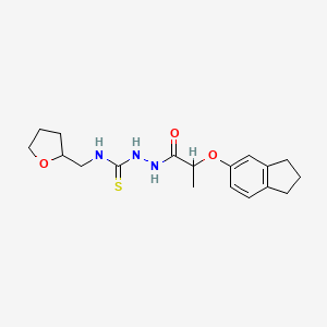 molecular formula C18H25N3O3S B4119506 2-[2-(2,3-dihydro-1H-inden-5-yloxy)propanoyl]-N-(tetrahydro-2-furanylmethyl)hydrazinecarbothioamide 