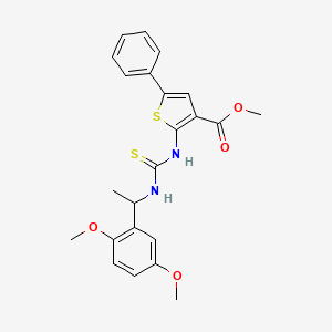molecular formula C23H24N2O4S2 B4119532 methyl 2-[({[1-(2,5-dimethoxyphenyl)ethyl]amino}carbonothioyl)amino]-5-phenyl-3-thiophenecarboxylate 