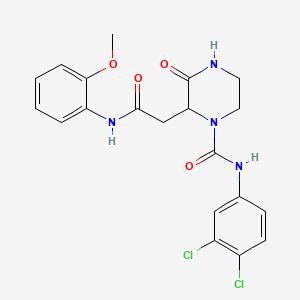 molecular formula C20H20Cl2N4O4 B4119544 N-(3,4-dichlorophenyl)-2-{2-[(2-methoxyphenyl)amino]-2-oxoethyl}-3-oxo-1-piperazinecarboxamide 