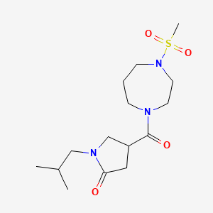 molecular formula C15H27N3O4S B4119550 1-isobutyl-4-{[4-(methylsulfonyl)-1,4-diazepan-1-yl]carbonyl}pyrrolidin-2-one 