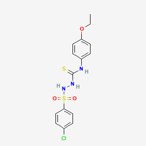 molecular formula C15H16ClN3O3S2 B4119567 2-[(4-chlorophenyl)sulfonyl]-N-(4-ethoxyphenyl)hydrazinecarbothioamide 