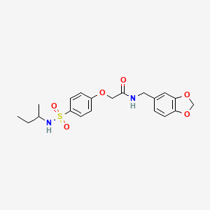 molecular formula C20H24N2O6S B4119582 N-(1,3-benzodioxol-5-ylmethyl)-2-{4-[(sec-butylamino)sulfonyl]phenoxy}acetamide 