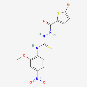 molecular formula C13H11BrN4O4S2 B4119589 2-[(5-bromo-2-thienyl)carbonyl]-N-(2-methoxy-4-nitrophenyl)hydrazinecarbothioamide 