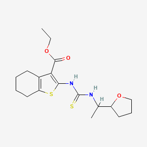 molecular formula C18H26N2O3S2 B4119595 ethyl 2-[({[1-(tetrahydro-2-furanyl)ethyl]amino}carbonothioyl)amino]-4,5,6,7-tetrahydro-1-benzothiophene-3-carboxylate 