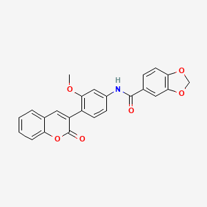 N-[3-methoxy-4-(2-oxo-2H-chromen-3-yl)phenyl]-1,3-benzodioxole-5-carboxamide