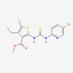 molecular formula C15H16BrN3O2S2 B4119635 methyl 2-({[(5-bromo-2-pyridinyl)amino]carbonothioyl}amino)-4-ethyl-5-methyl-3-thiophenecarboxylate 