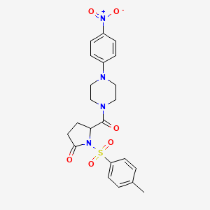 molecular formula C22H24N4O6S B4119653 1-[(4-methylphenyl)sulfonyl]-5-{[4-(4-nitrophenyl)-1-piperazinyl]carbonyl}-2-pyrrolidinone 