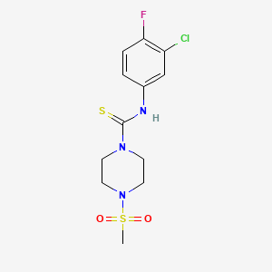 molecular formula C12H15ClFN3O2S2 B4119693 N-(3-chloro-4-fluorophenyl)-4-(methylsulfonyl)-1-piperazinecarbothioamide 