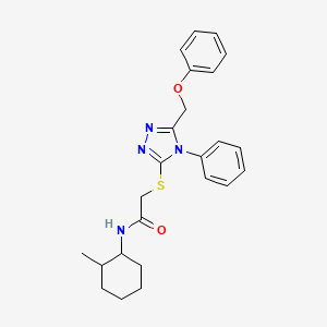 molecular formula C24H28N4O2S B4119740 N-(2-methylcyclohexyl)-2-{[5-(phenoxymethyl)-4-phenyl-4H-1,2,4-triazol-3-yl]thio}acetamide 