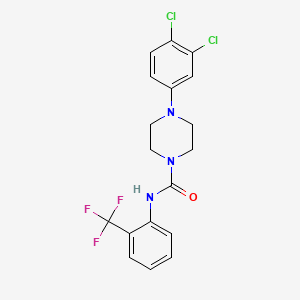 molecular formula C18H16Cl2F3N3O B4119798 4-(3,4-dichlorophenyl)-N-[2-(trifluoromethyl)phenyl]-1-piperazinecarboxamide 