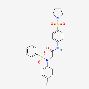 molecular formula C24H24FN3O5S2 B4119864 N~2~-(4-fluorophenyl)-N~2~-(phenylsulfonyl)-N~1~-[4-(1-pyrrolidinylsulfonyl)phenyl]glycinamide 