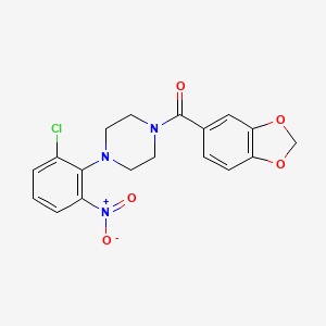 molecular formula C18H16ClN3O5 B4119904 1-(1,3-benzodioxol-5-ylcarbonyl)-4-(2-chloro-6-nitrophenyl)piperazine 