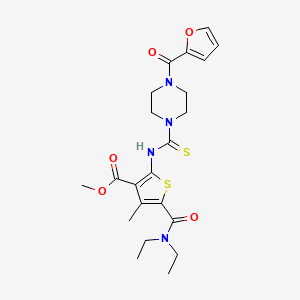 molecular formula C22H28N4O5S2 B4119913 methyl 5-[(diethylamino)carbonyl]-2-({[4-(2-furoyl)-1-piperazinyl]carbonothioyl}amino)-4-methyl-3-thiophenecarboxylate 