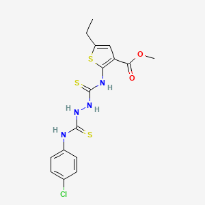 molecular formula C16H17ClN4O2S3 B4119918 methyl 2-{[(2-{[(4-chlorophenyl)amino]carbonothioyl}hydrazino)carbonothioyl]amino}-5-ethyl-3-thiophenecarboxylate 