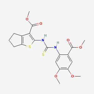 molecular formula C20H22N2O6S2 B4119935 methyl 2-[({[4,5-dimethoxy-2-(methoxycarbonyl)phenyl]amino}carbonothioyl)amino]-5,6-dihydro-4H-cyclopenta[b]thiophene-3-carboxylate 