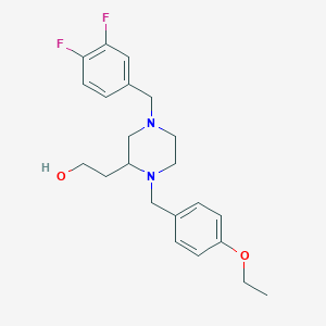 molecular formula C22H28F2N2O2 B4119947 2-[4-(3,4-difluorobenzyl)-1-(4-ethoxybenzyl)-2-piperazinyl]ethanol 