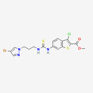 molecular formula C17H16BrClN4O2S2 B4119955 methyl 6-[({[3-(4-bromo-1H-pyrazol-1-yl)propyl]amino}carbonothioyl)amino]-3-chloro-1-benzothiophene-2-carboxylate 