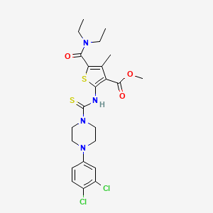 molecular formula C23H28Cl2N4O3S2 B4119992 methyl 2-({[4-(3,4-dichlorophenyl)-1-piperazinyl]carbonothioyl}amino)-5-[(diethylamino)carbonyl]-4-methyl-3-thiophenecarboxylate 