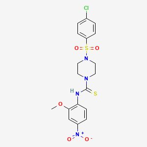 molecular formula C18H19ClN4O5S2 B4120012 4-[(4-chlorophenyl)sulfonyl]-N-(2-methoxy-4-nitrophenyl)-1-piperazinecarbothioamide 