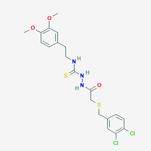 molecular formula C20H23Cl2N3O3S2 B4120019 2-{[(3,4-dichlorobenzyl)thio]acetyl}-N-[2-(3,4-dimethoxyphenyl)ethyl]hydrazinecarbothioamide 