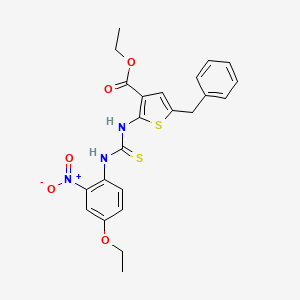 molecular formula C23H23N3O5S2 B4120116 ethyl 5-benzyl-2-({[(4-ethoxy-2-nitrophenyl)amino]carbonothioyl}amino)-3-thiophenecarboxylate 