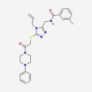 molecular formula C26H30N6O2S B4120137 N-[(4-allyl-5-{[2-oxo-2-(4-phenyl-1-piperazinyl)ethyl]thio}-4H-1,2,4-triazol-3-yl)methyl]-3-methylbenzamide 