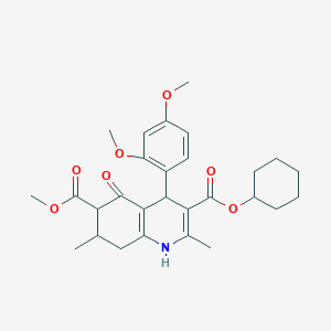 molecular formula C28H35NO7 B4120171 3-cyclohexyl 6-methyl 4-(2,4-dimethoxyphenyl)-2,7-dimethyl-5-oxo-1,4,5,6,7,8-hexahydro-3,6-quinolinedicarboxylate 
