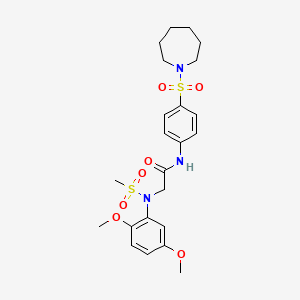 molecular formula C23H31N3O7S2 B4120205 N~1~-[4-(1-azepanylsulfonyl)phenyl]-N~2~-(2,5-dimethoxyphenyl)-N~2~-(methylsulfonyl)glycinamide 