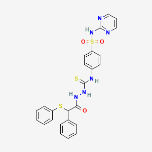 2-[phenyl(phenylthio)acetyl]-N-{4-[(2-pyrimidinylamino)sulfonyl]phenyl}hydrazinecarbothioamide