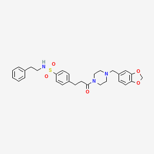 molecular formula C29H33N3O5S B4120227 4-{3-[4-(1,3-benzodioxol-5-ylmethyl)-1-piperazinyl]-3-oxopropyl}-N-(2-phenylethyl)benzenesulfonamide 
