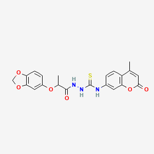 molecular formula C21H19N3O6S B4120235 2-[2-(1,3-benzodioxol-5-yloxy)propanoyl]-N-(4-methyl-2-oxo-2H-chromen-7-yl)hydrazinecarbothioamide 