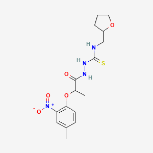 molecular formula C16H22N4O5S B4120236 2-[2-(4-methyl-2-nitrophenoxy)propanoyl]-N-(tetrahydro-2-furanylmethyl)hydrazinecarbothioamide 