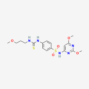 molecular formula C17H23N5O5S2 B4120288 N-(2,6-dimethoxy-4-pyrimidinyl)-4-({[(3-methoxypropyl)amino]carbonothioyl}amino)benzenesulfonamide 