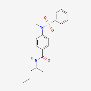 molecular formula C19H24N2O3S B4120298 N-(1-methylbutyl)-4-[methyl(phenylsulfonyl)amino]benzamide 