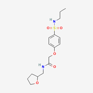 molecular formula C16H24N2O5S B4120319 2-{4-[(propylamino)sulfonyl]phenoxy}-N-(tetrahydro-2-furanylmethyl)acetamide 