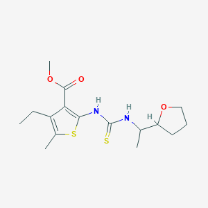 molecular formula C16H24N2O3S2 B4120339 methyl 4-ethyl-5-methyl-2-[({[1-(tetrahydro-2-furanyl)ethyl]amino}carbonothioyl)amino]-3-thiophenecarboxylate 