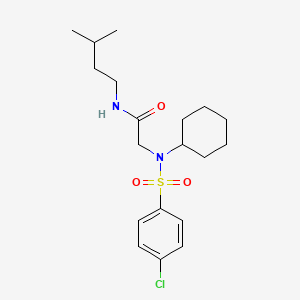 molecular formula C19H29ClN2O3S B4120346 N~2~-[(4-chlorophenyl)sulfonyl]-N~2~-cyclohexyl-N~1~-(3-methylbutyl)glycinamide 