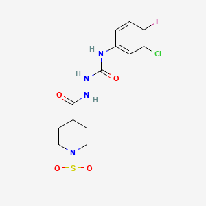 molecular formula C14H18ClFN4O4S B4120352 N-(3-chloro-4-fluorophenyl)-2-{[1-(methylsulfonyl)-4-piperidinyl]carbonyl}hydrazinecarboxamide 