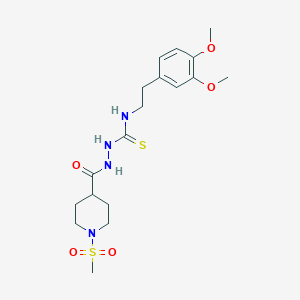 molecular formula C18H28N4O5S2 B4120435 N-[2-(3,4-dimethoxyphenyl)ethyl]-2-{[1-(methylsulfonyl)-4-piperidinyl]carbonyl}hydrazinecarbothioamide 