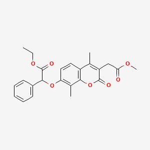 molecular formula C24H24O7 B4120442 ethyl {[3-(2-methoxy-2-oxoethyl)-4,8-dimethyl-2-oxo-2H-chromen-7-yl]oxy}(phenyl)acetate 