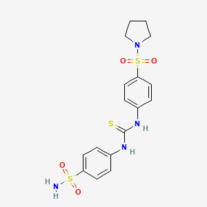 molecular formula C17H20N4O4S3 B4120449 4-[({[4-(1-pyrrolidinylsulfonyl)phenyl]amino}carbonothioyl)amino]benzenesulfonamide 